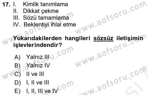 Medya Sosyolojisi Dersi 2018 - 2019 Yılı (Vize) Ara Sınavı 17. Soru