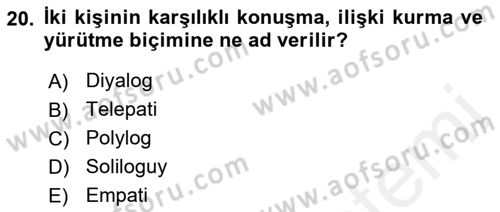 Medya Sosyolojisi Dersi 2018 - 2019 Yılı (Vize) Ara Sınavı 20. Soru