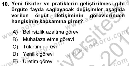 Medya Sosyolojisi Dersi 2018 - 2019 Yılı Yaz Okulu Sınavı 10. Soru