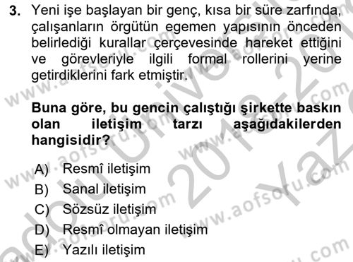 Medya Sosyolojisi Dersi 2018 - 2019 Yılı Yaz Okulu Sınavı 3. Soru