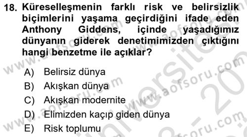 Medya Sosyolojisi Dersi 2023 - 2024 Yılı (Vize) Ara Sınav Soruları 18. Soru