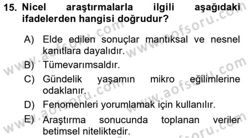 Medya Sosyolojisi Dersi 2023 - 2024 Yılı (Final) Dönem Sonu Sınav Soruları 15. Soru