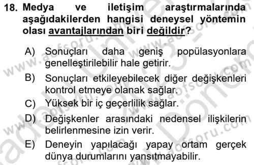 Medya Sosyolojisi Dersi 2023 - 2024 Yılı (Final) Dönem Sonu Sınav Soruları 18. Soru