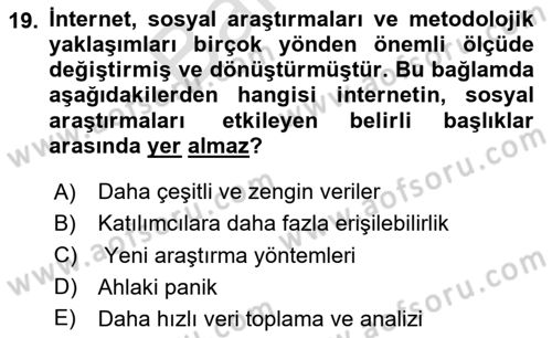 Medya Sosyolojisi Dersi 2023 - 2024 Yılı (Final) Dönem Sonu Sınav Soruları 19. Soru