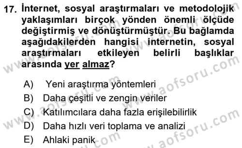 Medya Sosyolojisi Dersi 2023 - 2024 Yılı Yaz Okulu Sınav Soruları 17. Soru