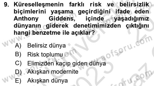 Medya Sosyolojisi Dersi 2023 - 2024 Yılı Yaz Okulu Sınav Soruları 9. Soru