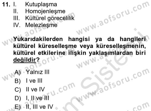 Medya Sosyolojisi Dersi 2024 - 2025 Yılı (Vize) Ara Sınav Soruları 11. Soru