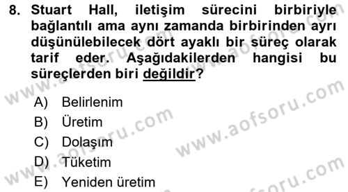 Medya Sosyolojisi Dersi 2024 - 2025 Yılı (Vize) Ara Sınav Soruları 8. Soru