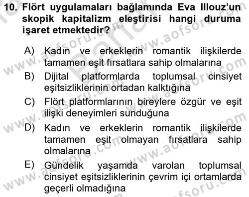 Medya Sosyolojisi Dersi 2024 - 2025 Yılı (Final) Dönem Sonu Sınav Soruları 10. Soru