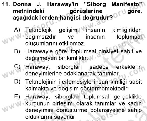 Medya Sosyolojisi Dersi 2024 - 2025 Yılı (Final) Dönem Sonu Sınav Soruları 11. Soru