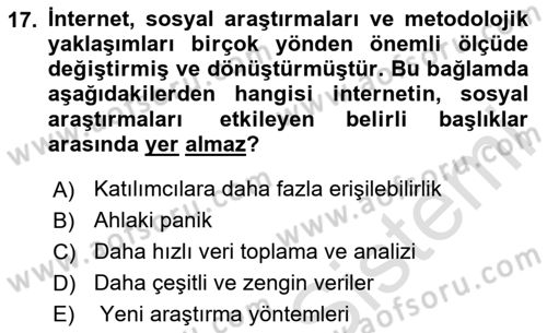 Medya Sosyolojisi Dersi 2024 - 2025 Yılı (Final) Dönem Sonu Sınav Soruları 17. Soru