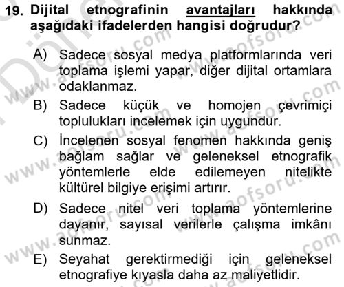 Medya Sosyolojisi Dersi 2024 - 2025 Yılı (Final) Dönem Sonu Sınav Soruları 19. Soru
