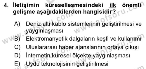 Medya Sosyolojisi Dersi 2024 - 2025 Yılı (Final) Dönem Sonu Sınav Soruları 4. Soru