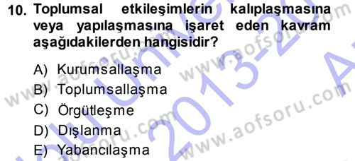 Hukuk Sosyolojisi Dersi Ara Sınavı Deneme Sınav Soruları 10. Soru