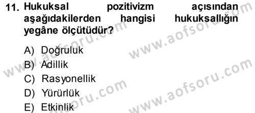 Hukuk Sosyolojisi Dersi Ara Sınavı Deneme Sınav Soruları 11. Soru
