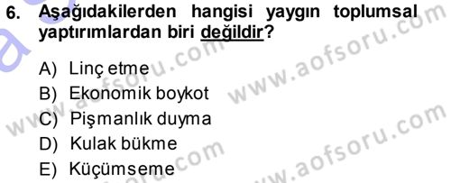Hukuk Sosyolojisi Dersi Ara Sınavı Deneme Sınav Soruları 6. Soru