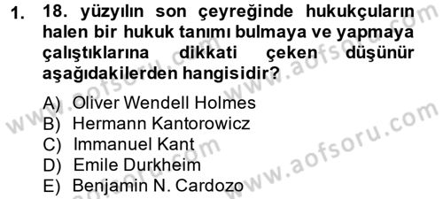 Hukuk Sosyolojisi Dersi 2013 - 2014 Yılı (Final) Dönem Sonu Sınav Soruları 1. Soru