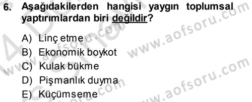 Hukuk Sosyolojisi Dersi 2013 - 2014 Yılı Tek Ders Sınav Soruları 6. Soru