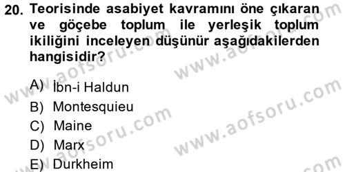 Hukuk Sosyolojisi Dersi 2014 - 2015 Yılı (Vize) Ara Sınav Soruları 20. Soru