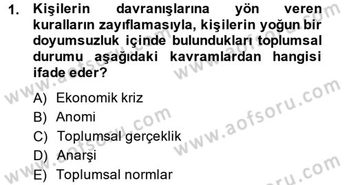 Hukuk Sosyolojisi Dersi 2014 - 2015 Yılı (Final) Dönem Sonu Sınav Soruları 1. Soru