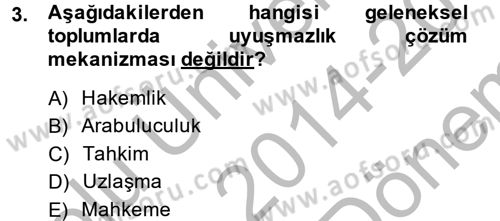 Hukuk Sosyolojisi Dersi 2014 - 2015 Yılı (Final) Dönem Sonu Sınav Soruları 3. Soru