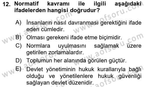 Hukuk Sosyolojisi Dersi Ara Sınavı Deneme Sınav Soruları 12. Soru