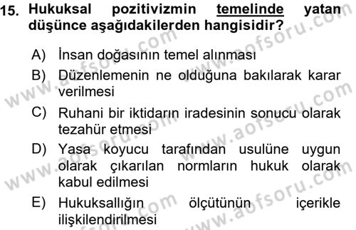 Hukuk Sosyolojisi Dersi Ara Sınavı Deneme Sınav Soruları 15. Soru