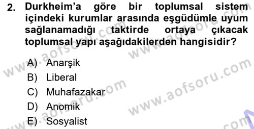 Hukuk Sosyolojisi Dersi Ara Sınavı Deneme Sınav Soruları 2. Soru