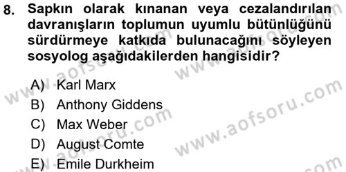 Hukuk Sosyolojisi Dersi Ara Sınavı Deneme Sınav Soruları 8. Soru