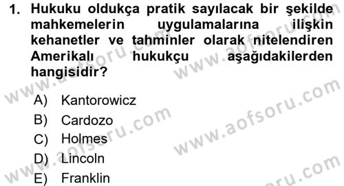 Hukuk Sosyolojisi Dersi 2015 - 2016 Yılı (Final) Dönem Sonu Sınav Soruları 1. Soru