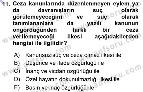 Hukuk Sosyolojisi Dersi 2015 - 2016 Yılı (Final) Dönem Sonu Sınav Soruları 11. Soru