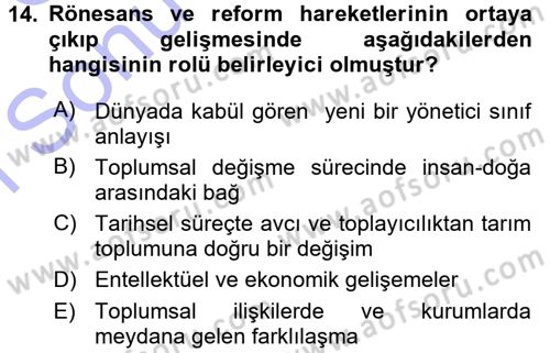 Hukuk Sosyolojisi Dersi 2015 - 2016 Yılı (Final) Dönem Sonu Sınav Soruları 14. Soru