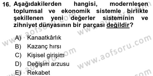 Hukuk Sosyolojisi Dersi 2015 - 2016 Yılı (Final) Dönem Sonu Sınav Soruları 16. Soru