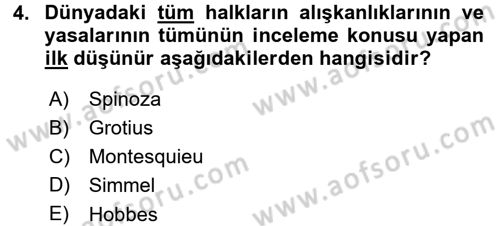 Hukuk Sosyolojisi Dersi 2015 - 2016 Yılı (Final) Dönem Sonu Sınav Soruları 4. Soru