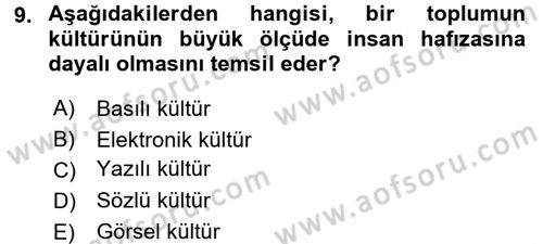 Hukuk Sosyolojisi Dersi 2015 - 2016 Yılı (Final) Dönem Sonu Sınav Soruları 9. Soru