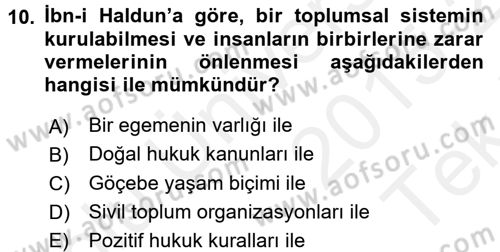 Hukuk Sosyolojisi Dersi 2015 - 2016 Yılı Tek Ders Sınav Soruları 10. Soru