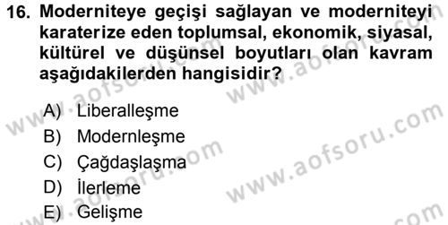 Hukuk Sosyolojisi Dersi 2016 - 2017 Yılı 3 Ders Sınav Soruları 16. Soru