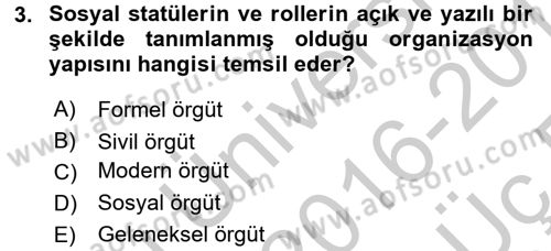 Hukuk Sosyolojisi Dersi 2016 - 2017 Yılı 3 Ders Sınav Soruları 3. Soru