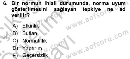Hukuk Sosyolojisi Dersi 2016 - 2017 Yılı 3 Ders Sınav Soruları 6. Soru