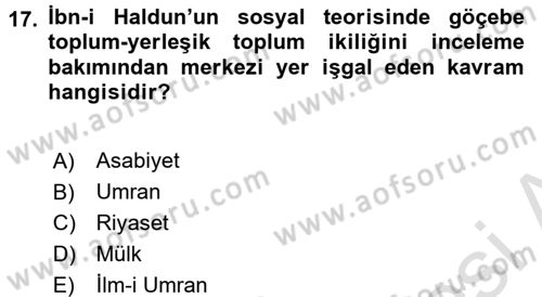 Hukuk Sosyolojisi Dersi 2016 - 2017 Yılı (Vize) Ara Sınav Soruları 17. Soru