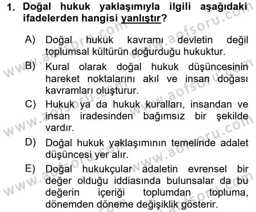 Hukuk Sosyolojisi Dersi 2016 - 2017 Yılı (Final) Dönem Sonu Sınav Soruları 1. Soru