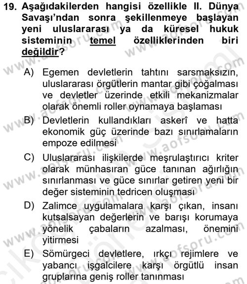 Hukuk Sosyolojisi Dersi 2016 - 2017 Yılı (Final) Dönem Sonu Sınav Soruları 19. Soru