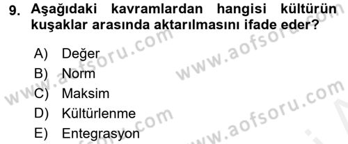 Hukuk Sosyolojisi Dersi 2016 - 2017 Yılı (Final) Dönem Sonu Sınav Soruları 9. Soru