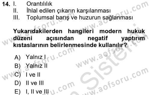 Hukuk Sosyolojisi Dersi Ara Sınavı Deneme Sınav Soruları 14. Soru
