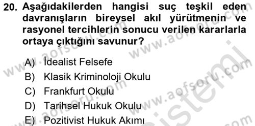 Hukuk Sosyolojisi Dersi Ara Sınavı Deneme Sınav Soruları 20. Soru