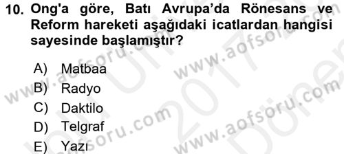 Hukuk Sosyolojisi Dersi 2017 - 2018 Yılı (Final) Dönem Sonu Sınav Soruları 10. Soru