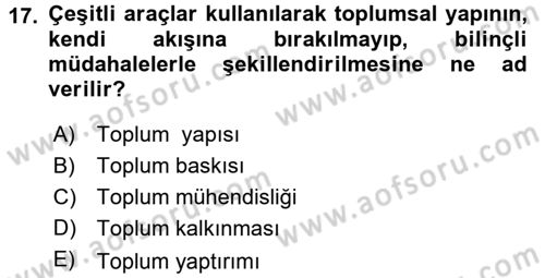 Hukuk Sosyolojisi Dersi 2017 - 2018 Yılı (Final) Dönem Sonu Sınav Soruları 17. Soru