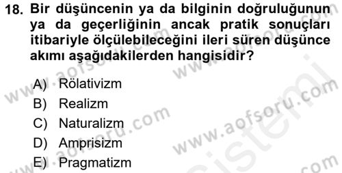 Hukuk Sosyolojisi Dersi 2017 - 2018 Yılı (Final) Dönem Sonu Sınav Soruları 18. Soru
