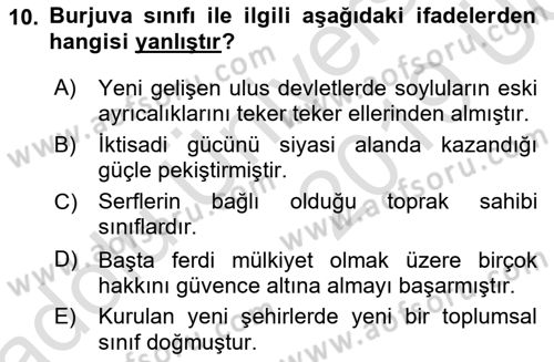Hukuk Sosyolojisi Dersi 2018 - 2019 Yılı 3 Ders Sınav Soruları 10. Soru