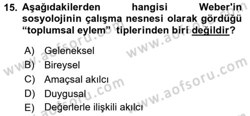 Hukuk Sosyolojisi Dersi 2018 - 2019 Yılı 3 Ders Sınav Soruları 15. Soru